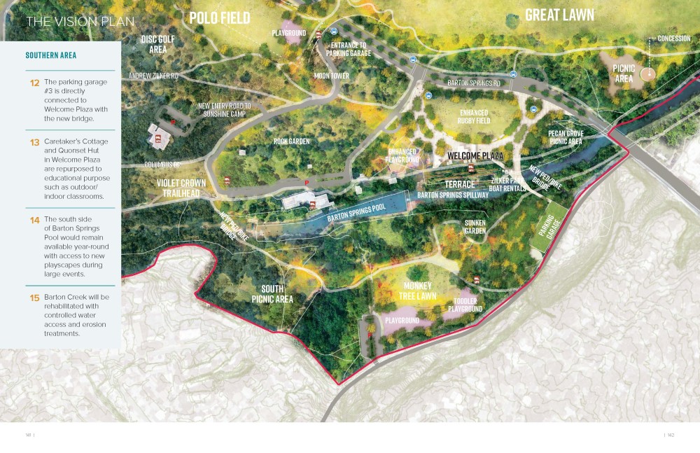 Borrador del mapa del Plan de Visión del Parque Zilker - área sur