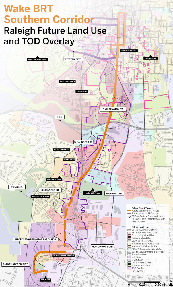 Map of Wake BRT Southern Future Land Use