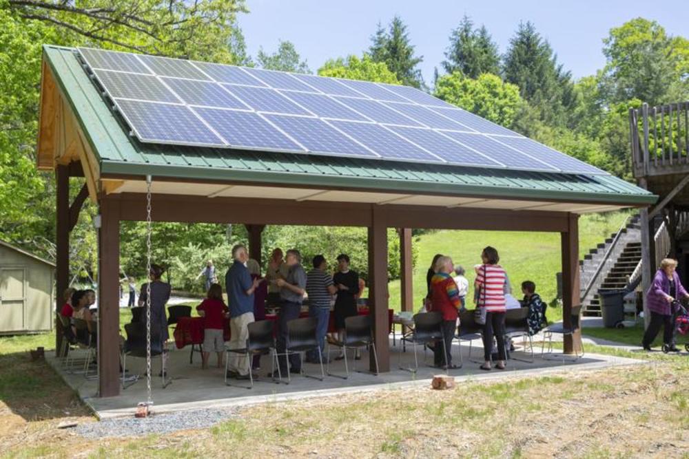 Image of solar panels on a picnic shelter