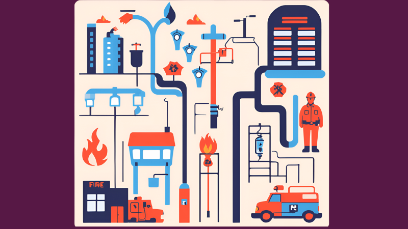 An image showing a collage of services and utilities like fire electricity water