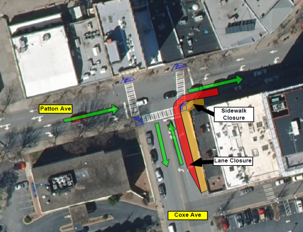 map of traffic impacts on Patton Ave.