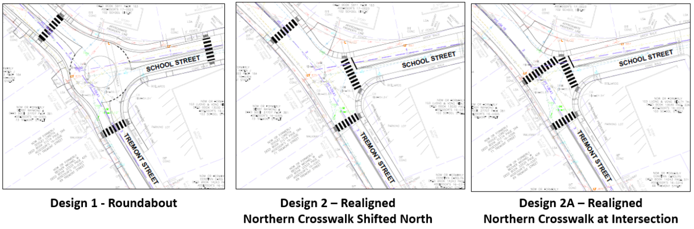 What is your preferred design alternative for the intersection Tremont Street at School Street?