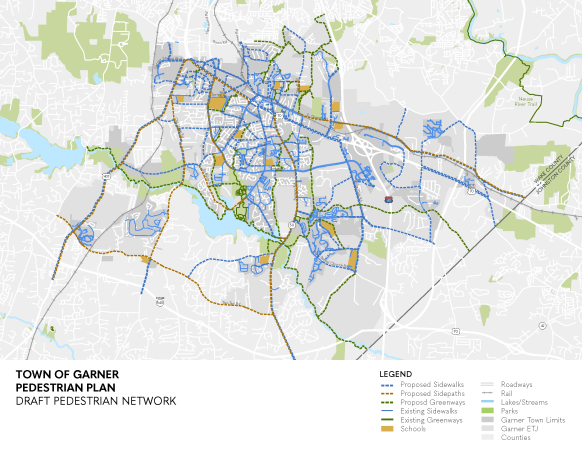 Please provide feedback on Garner s draft pedestrian network. (The draft network is provided in the maps below.)
