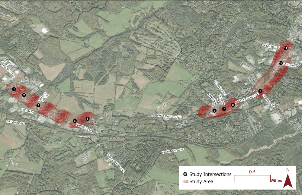 Map showing the study area and intersections