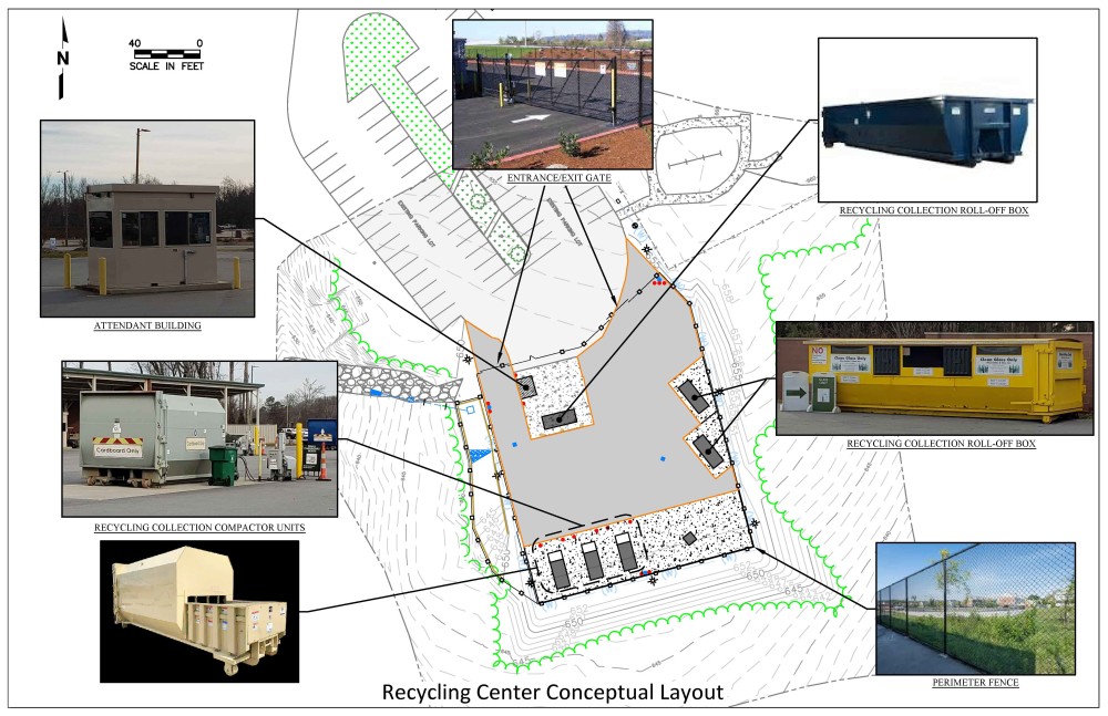 Site layout of new recycling center at Monroe Road Park