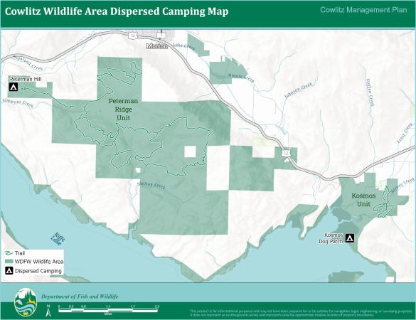 Which dispersed camping areas have you used on the Cowlitz Wildlife Area?