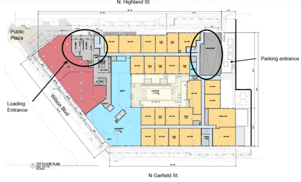 plans for 3033 wilson boulevard depicting site design considerations