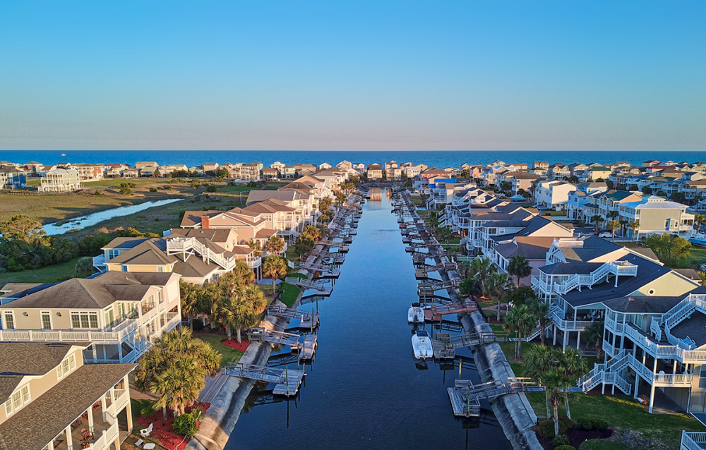 Ocean Isle Beach - aerial drone photo of waterway