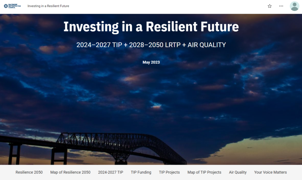 Resilience 2050 and TIP story map