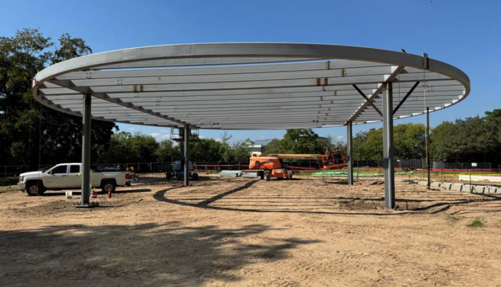 Zocalo: Shade structure welding in progress.