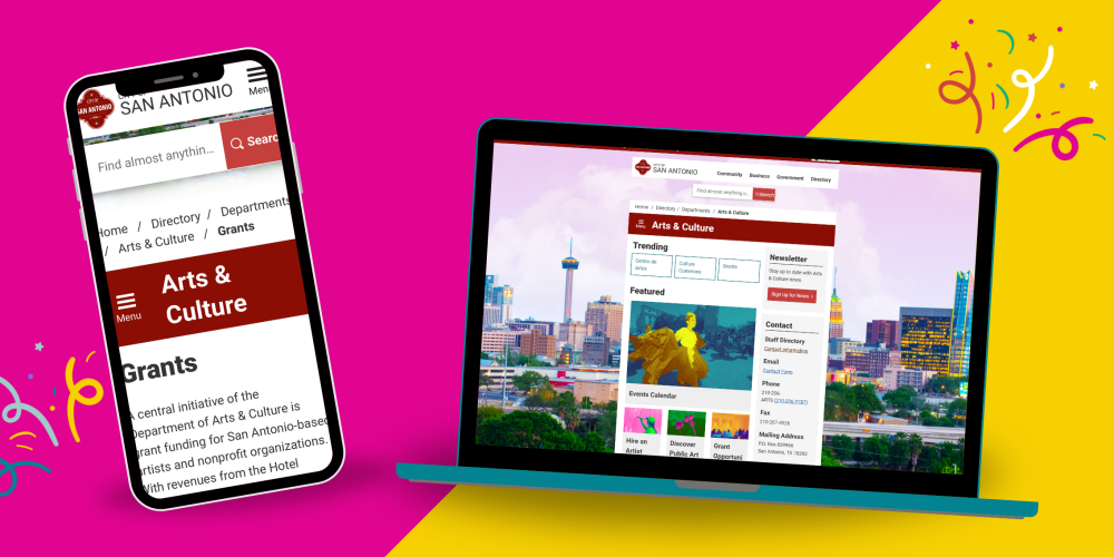 new Arts and Culture website design on phone and laptop screens