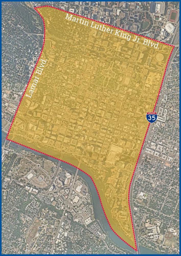 The ACT Plan applies to Downtown Austin, which is bound by Martin Luther King Jr. Boulevard to the north, Lamar Boulevard to the west, Lady Bird Lake to the south and Interstate 35 to the east.