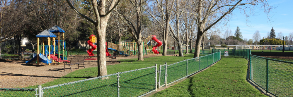 Willow Oaks Park with playground and fence