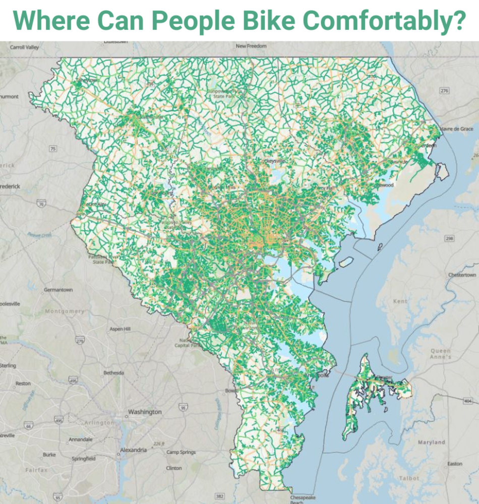 Where Can People Bike Comfortably in the Baltimore Region