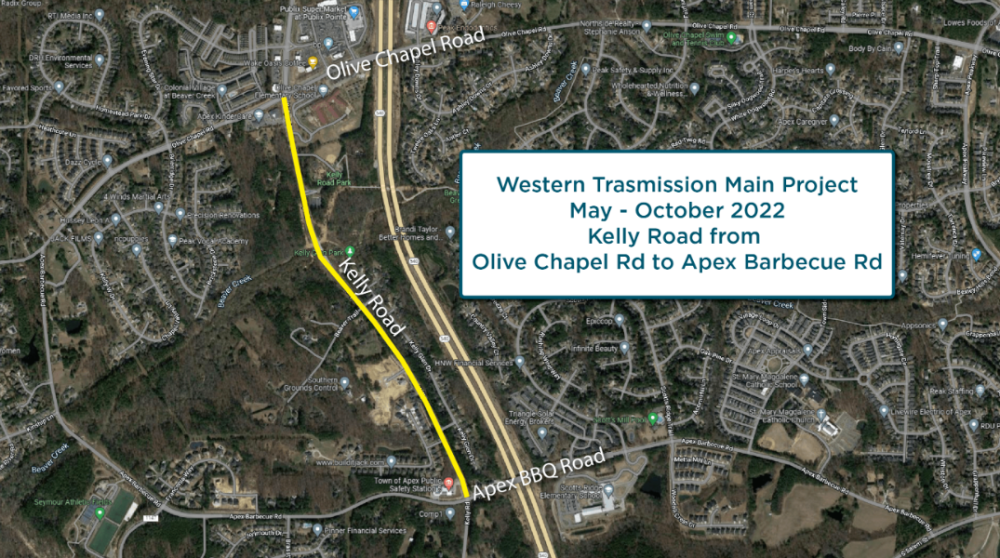 map of waterline project on Kelly Road