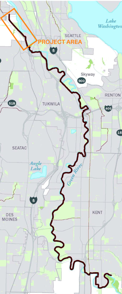 Map of the Green River Trail showing the extent of the project area
