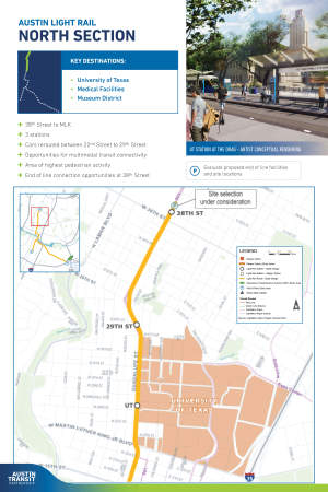Q7: North Section - The proposed project would serve The University of Texas at the UT Station on Guadalupe St. Please share your thoughts on the opportunities and/or concerns around this part of the project. (Click on image to enlarge)
