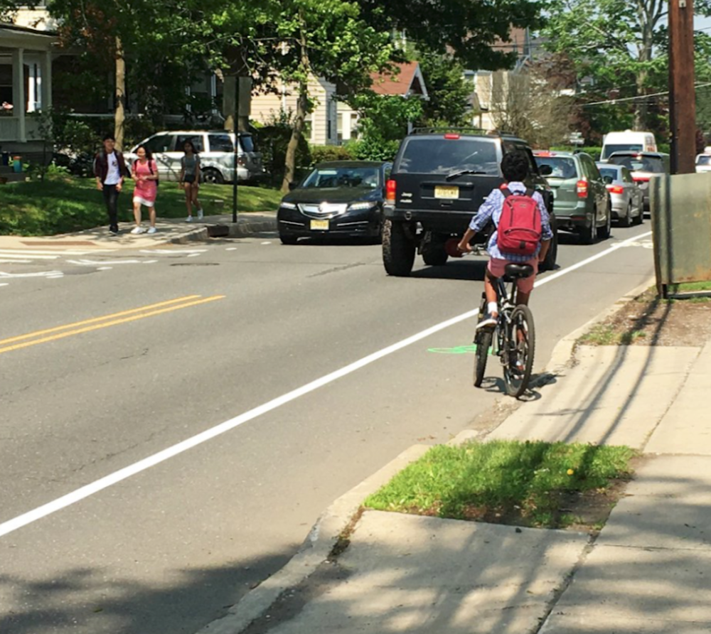 Person biking in a bike lane