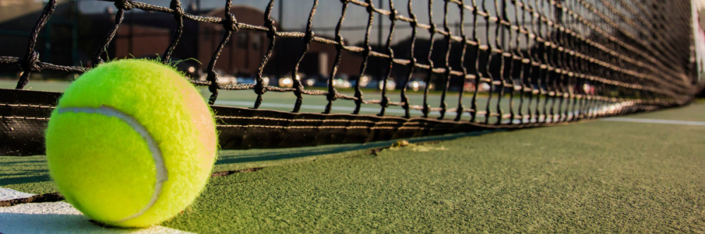 tennis ball next to net