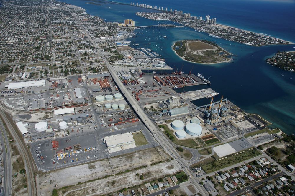 Aerial view of Port of Palm Beach 