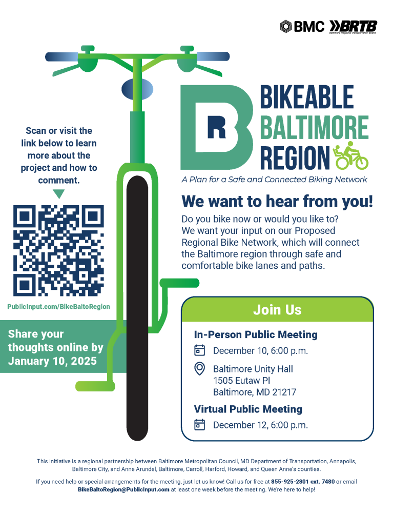 Bikeable Baltimore Region Presenting Phase Flyer