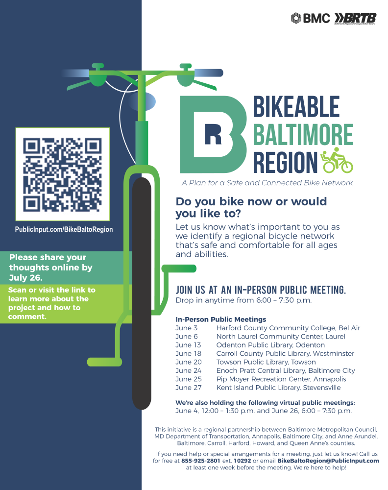 Bikeable Baltimore Region Comment Period Flyer