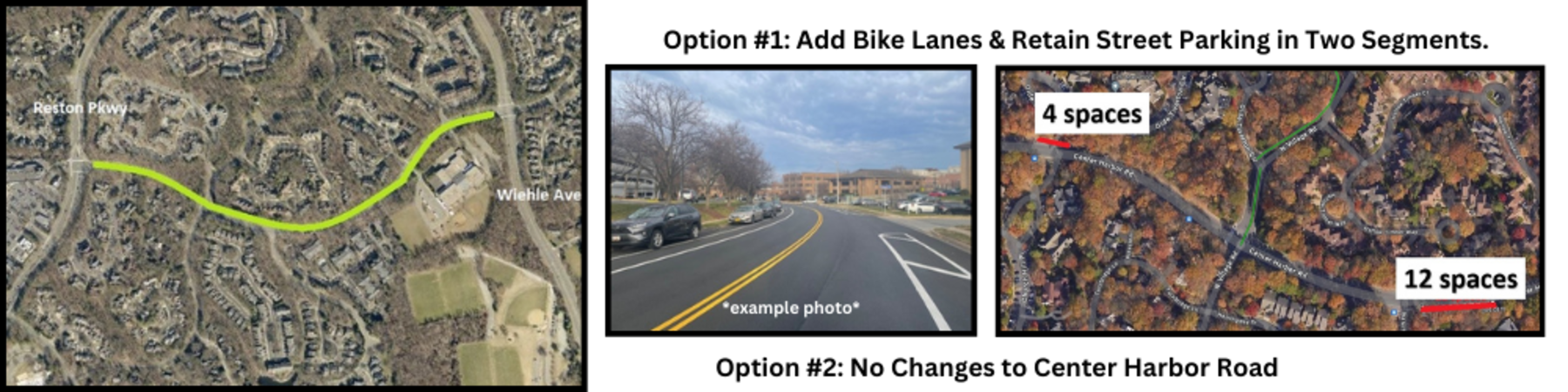 Center Harbor Road bike lanes and street parking proposal.