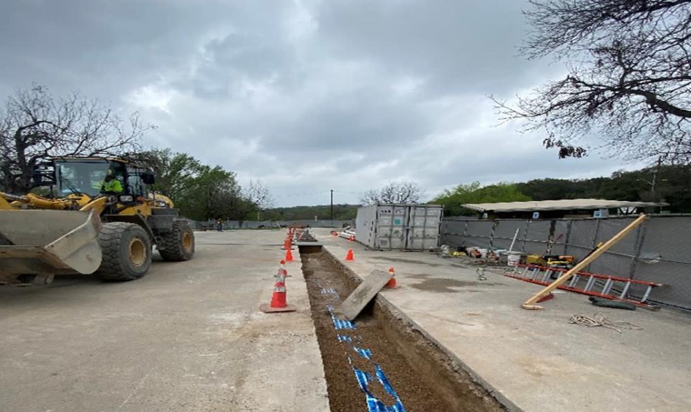 Work In Progress: View of William Barton Drive during installation of waterline.