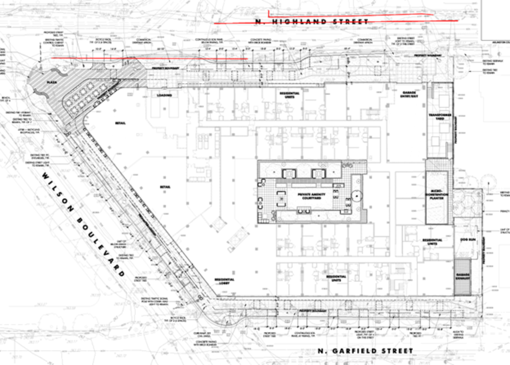 plans for 3033 wilson boulevard depicting public space 