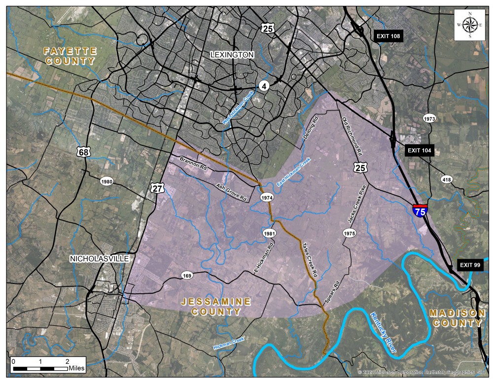 Jessamine/Fayette Connectivity Study -- Study Area Map