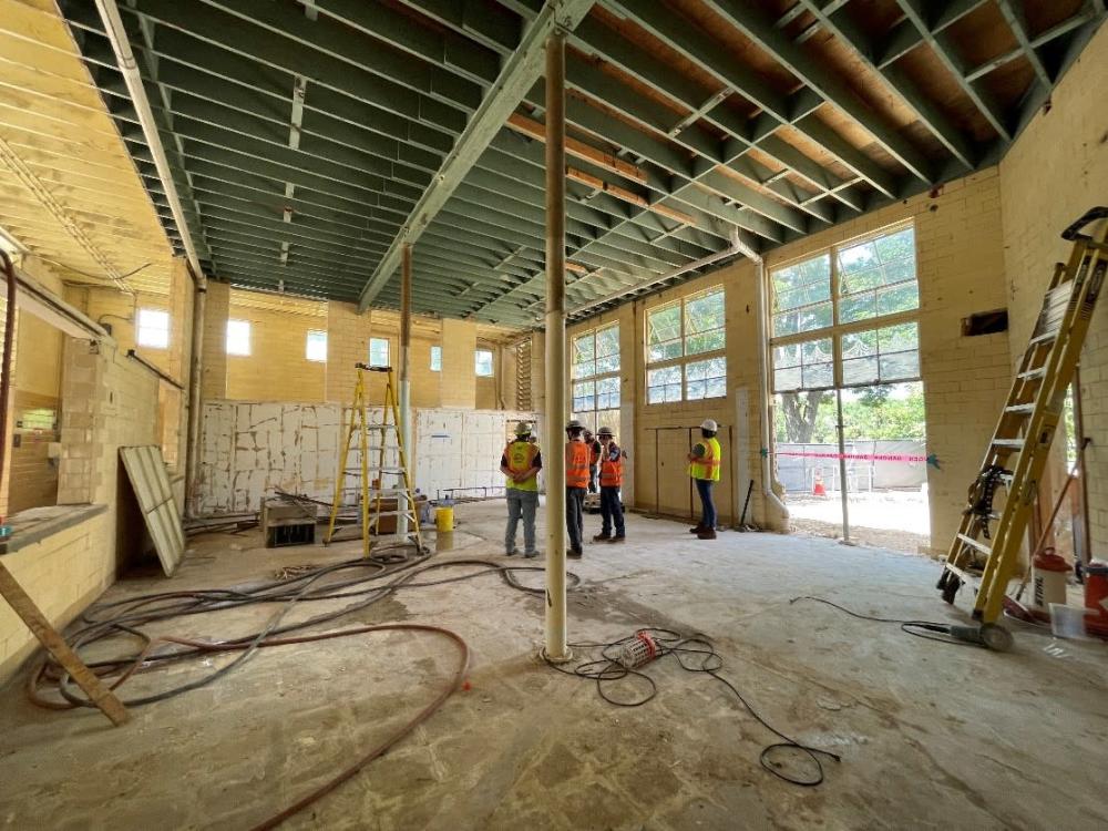 Beverly Sheffield Education Center – East Side, showing classroom partition walls and upper-level mechanical space removed 