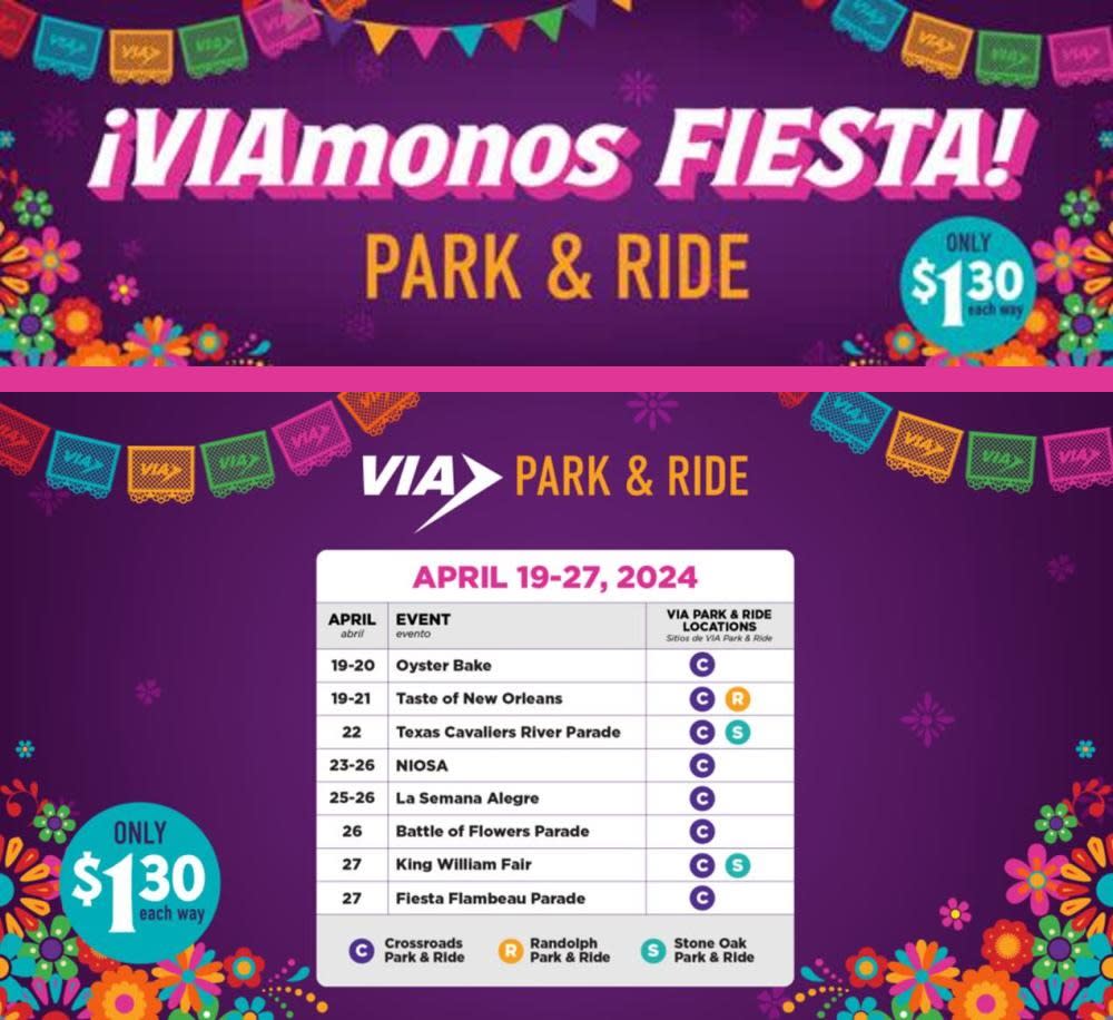 VIA Park & Ride Fiesta Schedule