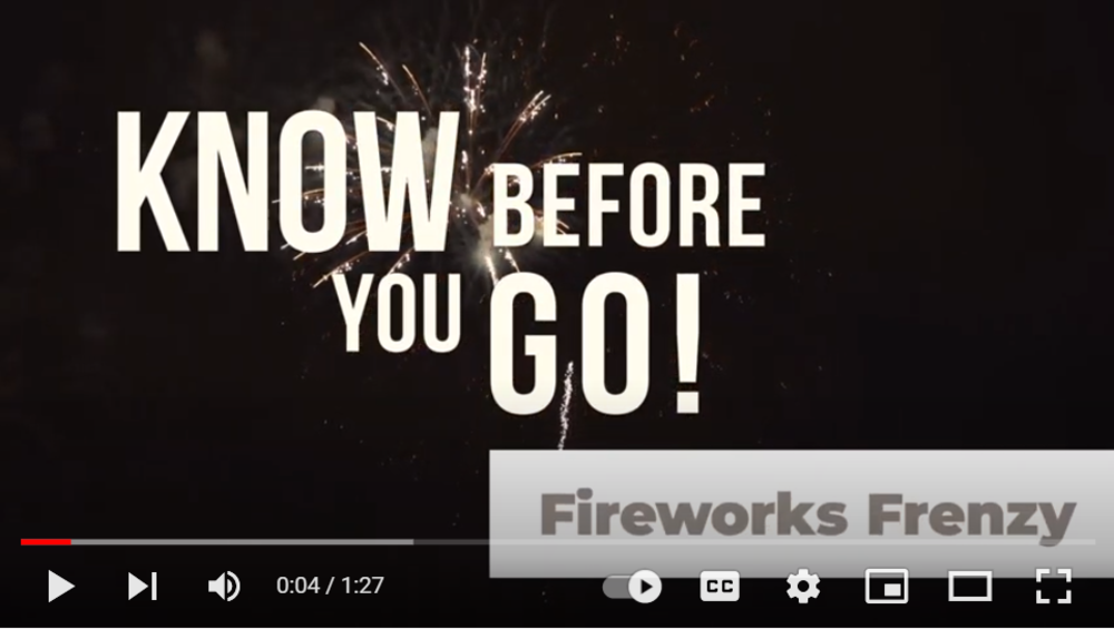 YouTube screenshot of fireworks video