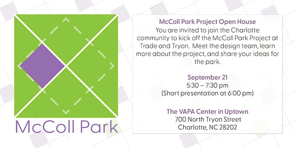 Graphic of flyer for McColl Park Project Open House