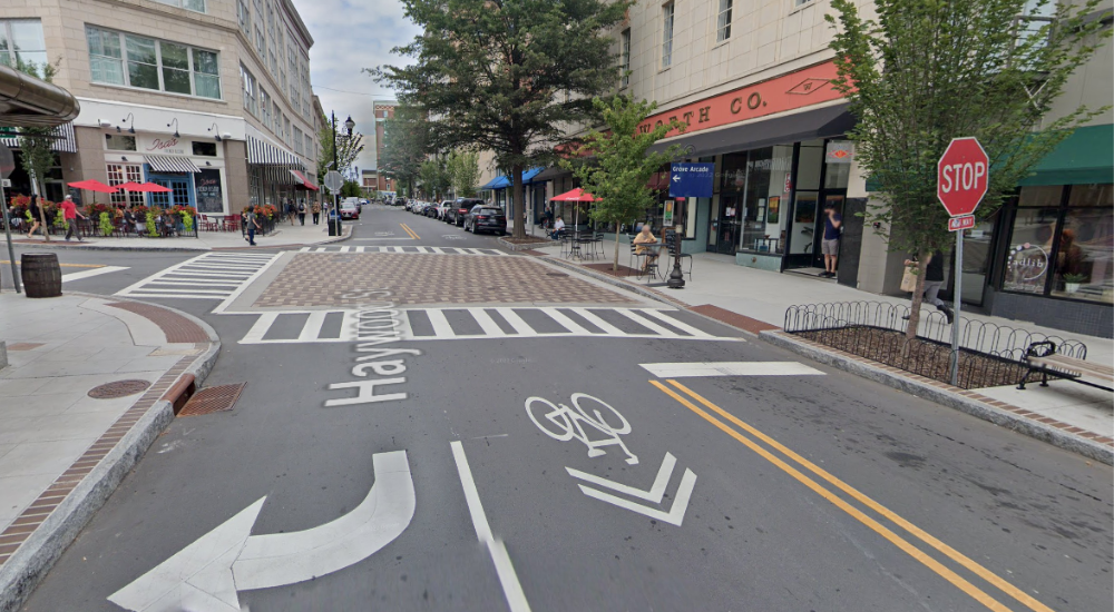 street view of Haywood street bike lane