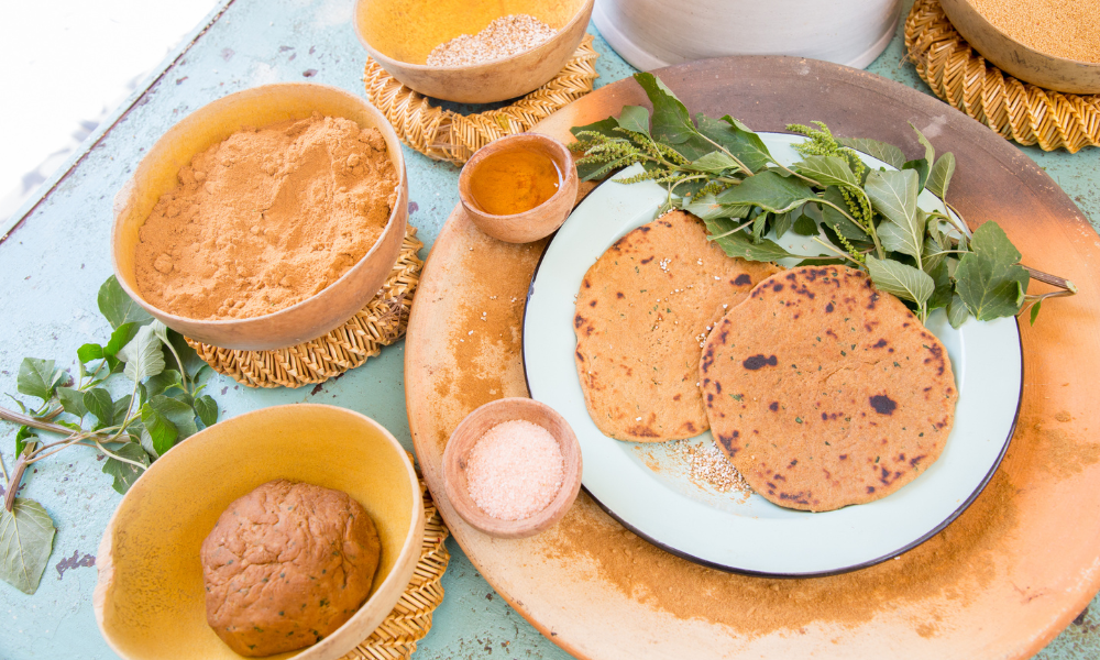 Homemade tortillas and ingredients