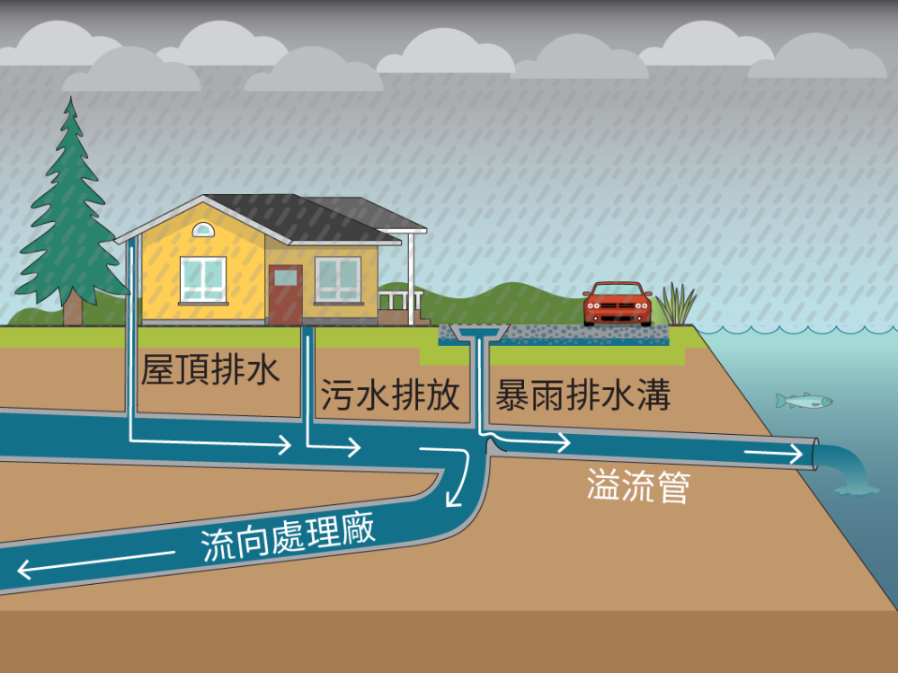 Diagram of new sewer system preventing overflows