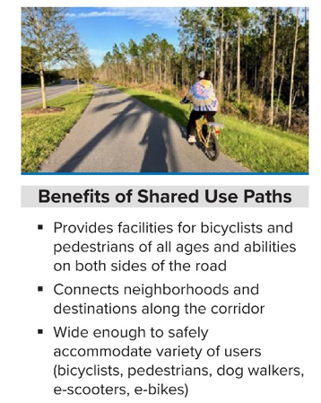 What features would you like to see along the shared use paths?