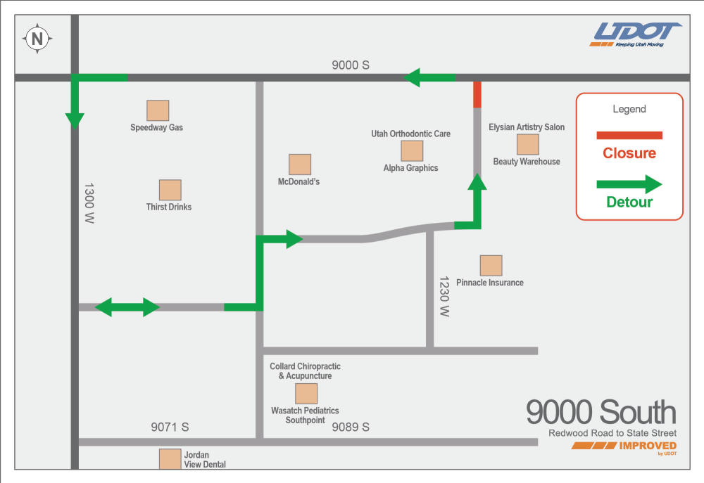 West Jordan Gateway Office Park Detour Map