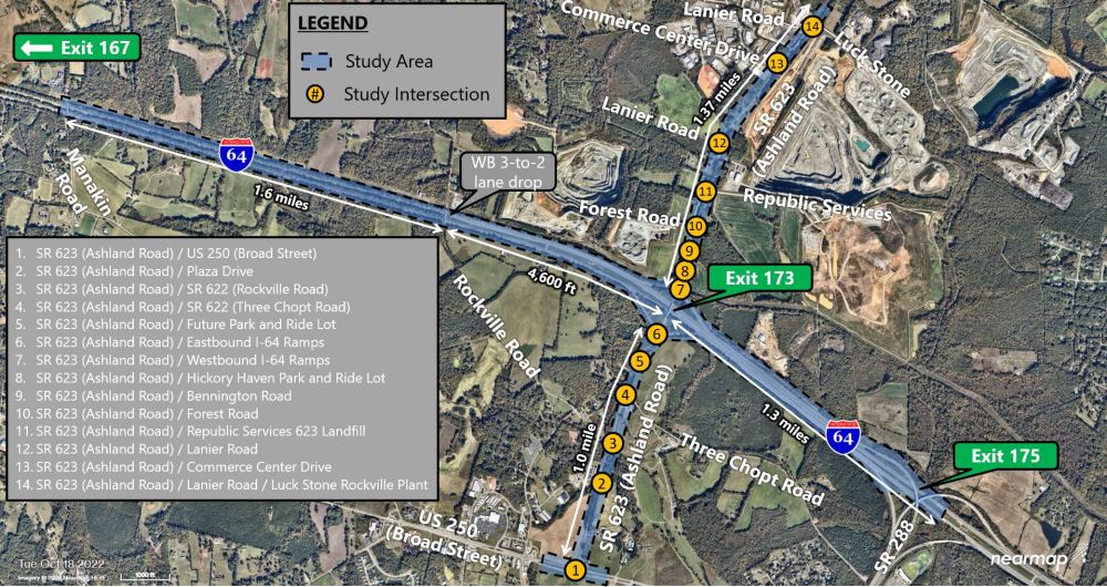 I-64 / SR 623 (Ashland Road) Study Area Map