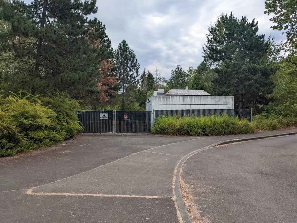 The Lakeland Hills Pump Station is located behind a fenced area off the parking lot Roegner Park.