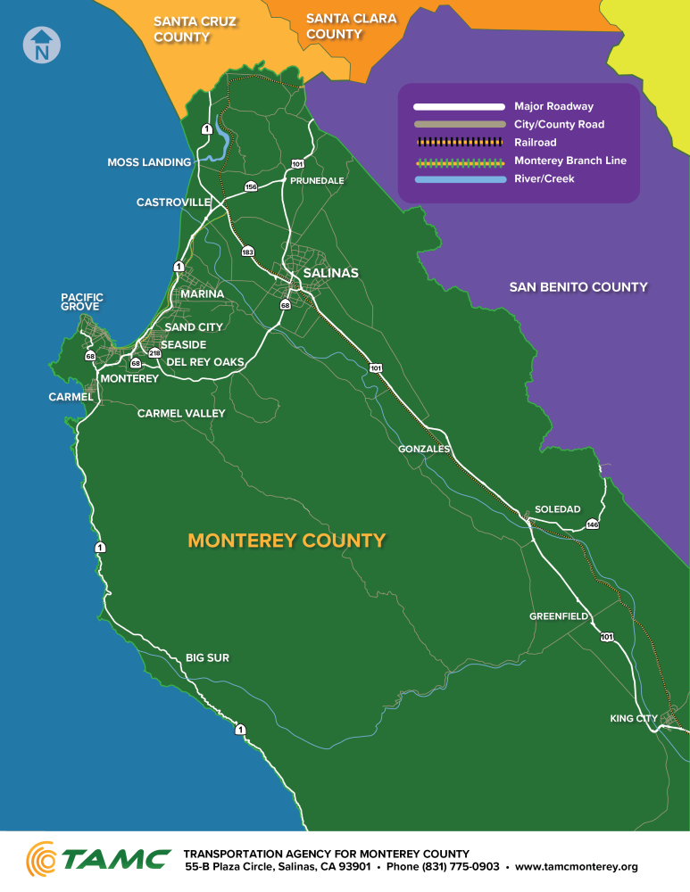 Mapa coloreado del condado de Monterey