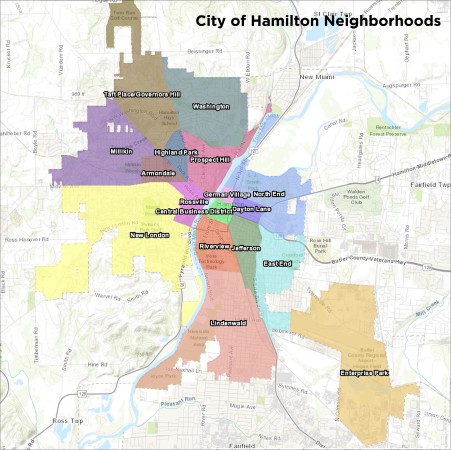 Map of neighborhoods in the City of Hamilton