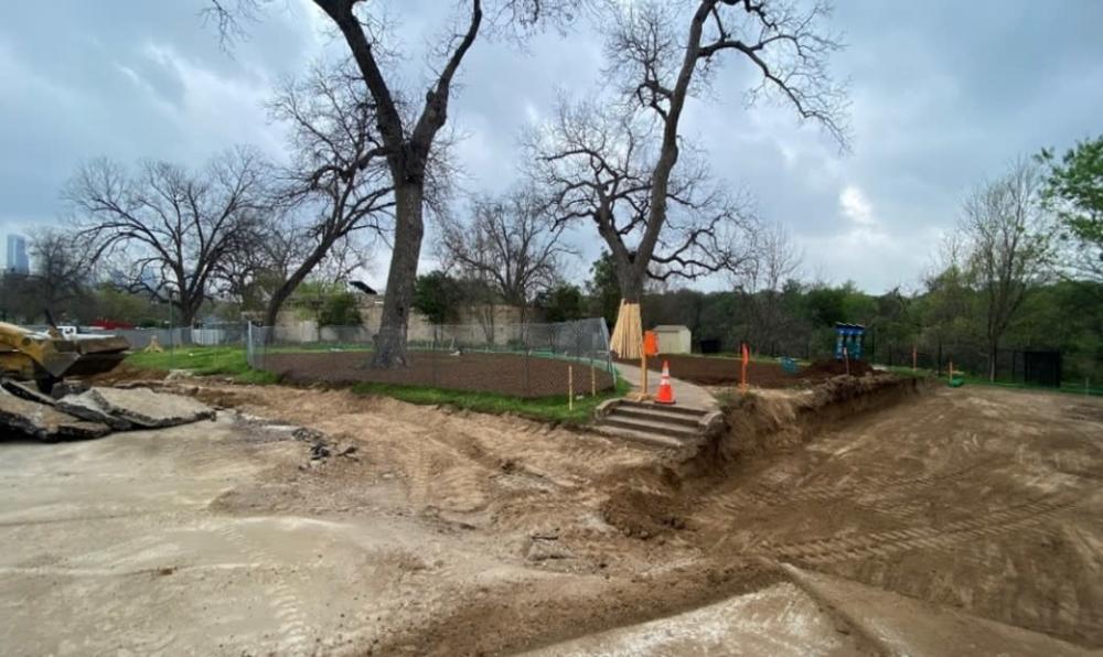 Work In Progress: Site grading adjacent to the Bathhouse for fire lane.