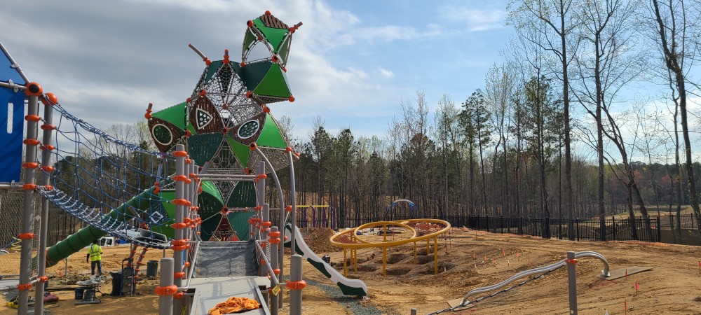 Image of Pleasant Park play structure under construction