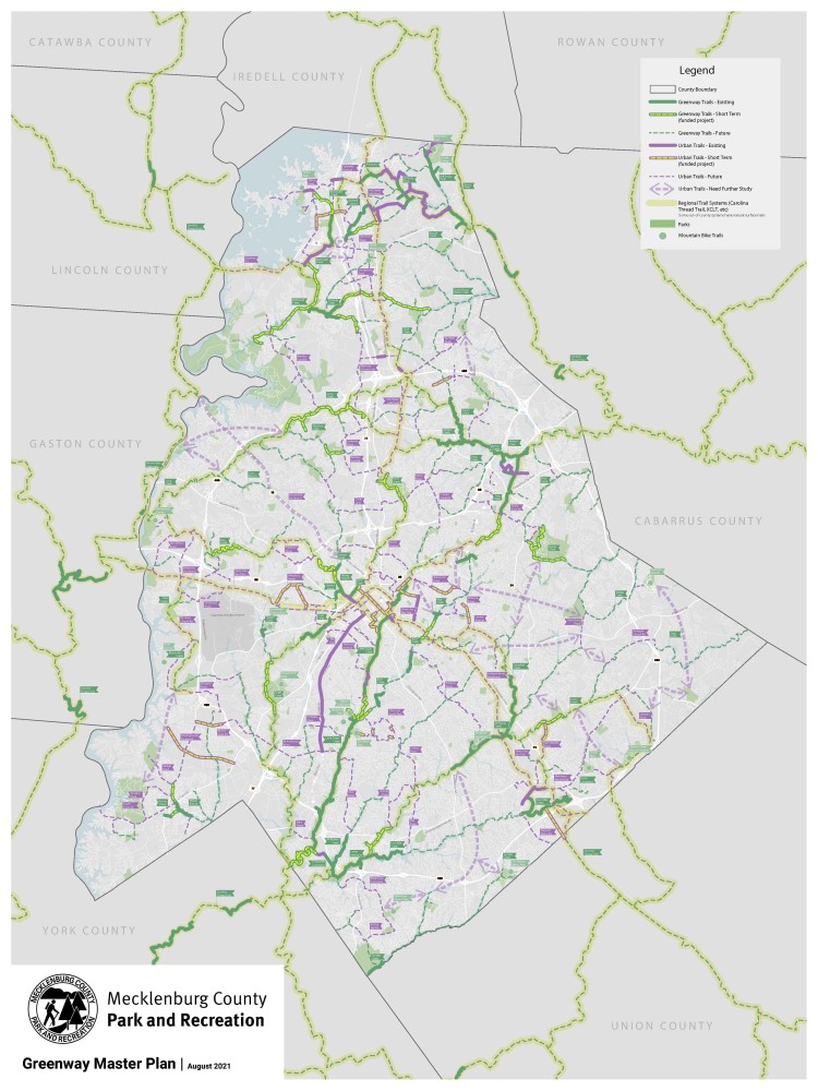 Map of the Mecklenburg County Greenway Master Plan
