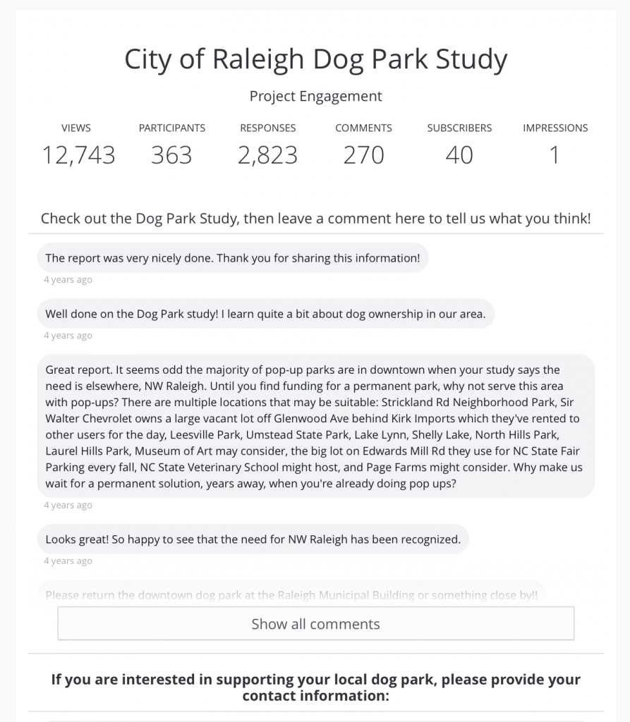 City of Raleigh Dog Park Report