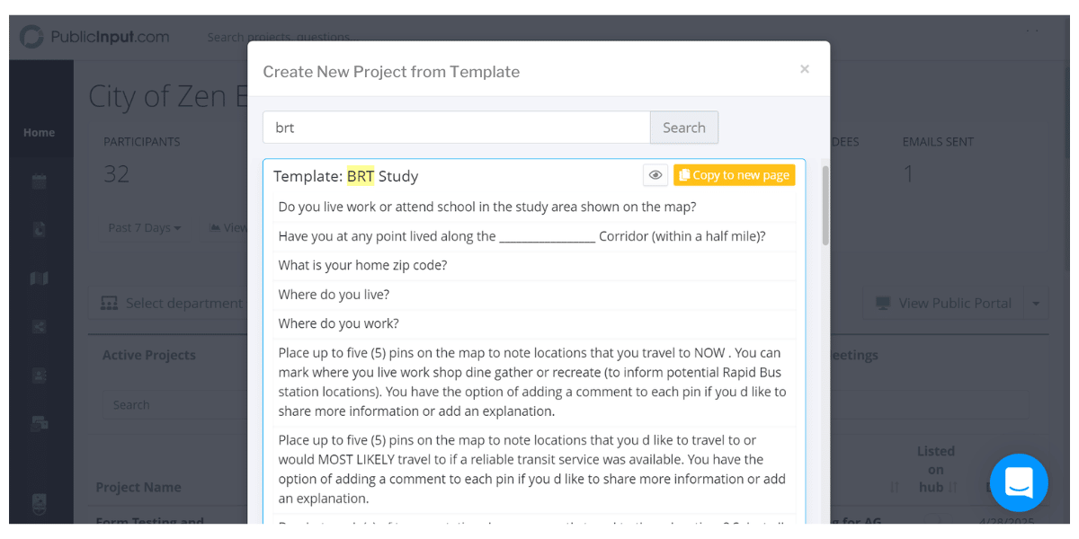 BRT Study Search Button