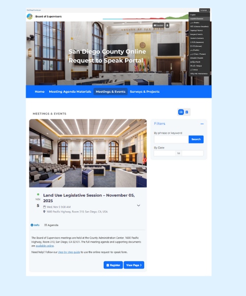 San Diego County Meetings Portal