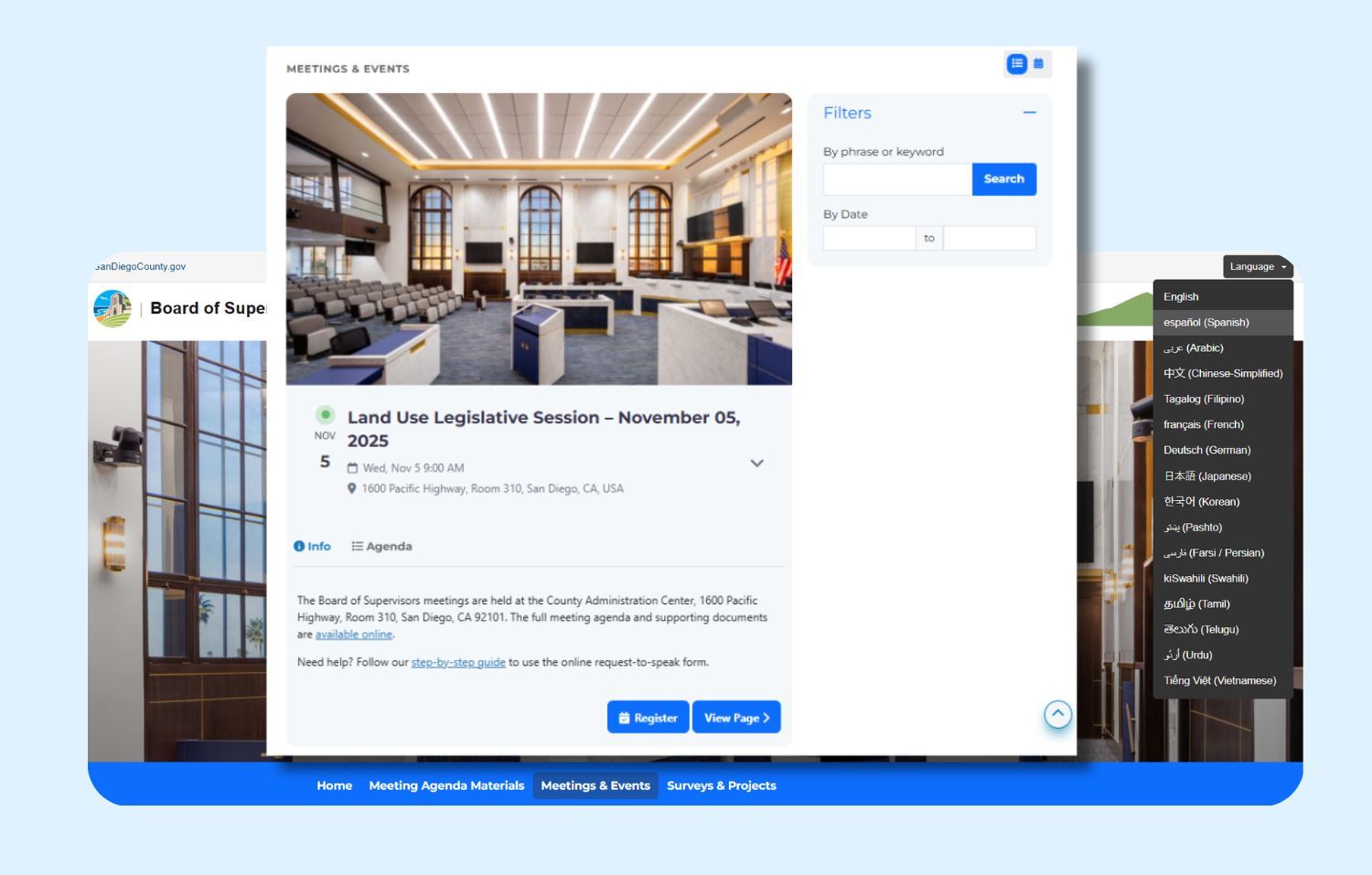 San Diego County Meetings Portal